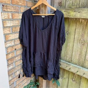 Aerie Black V-Neck Swim Cover-Up